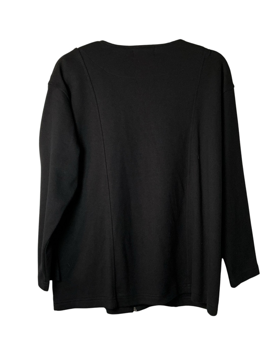 Jones New York Petite Medium Black Cotton Full Zip Knit Jacket Cardigan Pockets - Picture 4 of 10